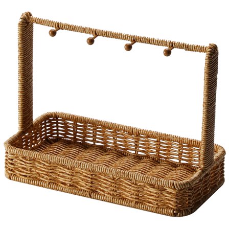 Phenofice Woven Rattan Sundries Basket for Tabletop and Key Storage in Light Brown