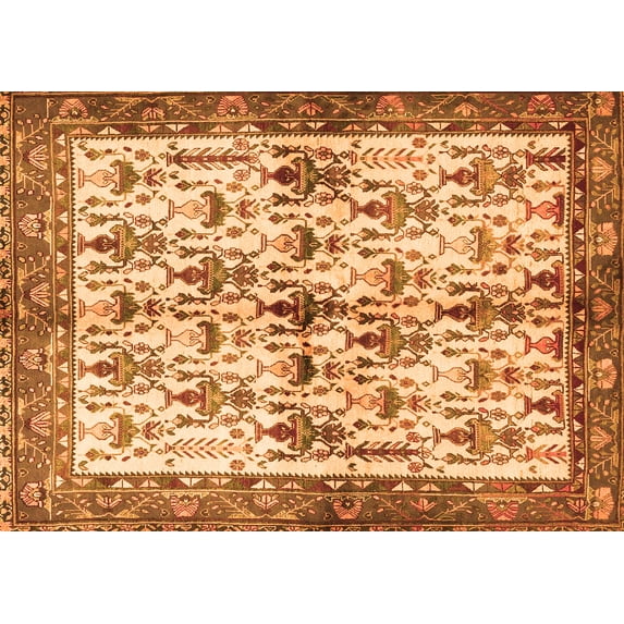 Ahgly Company Indoor Rectangle Animal Orange Traditional Area Rugs, 7' x 10'