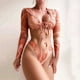 thumbnail image 5 of WILLBEST Bikini de Mujer, Traje de Baño, conjunto de Bikini para Mujer 2024, Blusa Estampada de Manga Larga, Cuello Bajo, Tirantes Finos, Cintura Abierta, Traje de Baño de Dos Piezas Ajustado, 5 of 8