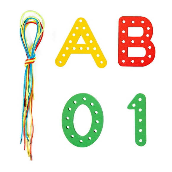 Learn Lacing Alphabet Uppercase 26 Letters 10Numbers 8 Laces Alphabet Threading Letters Alphabet Learning Toys Alphabet String Letter for Boys Girls Recognition Educational