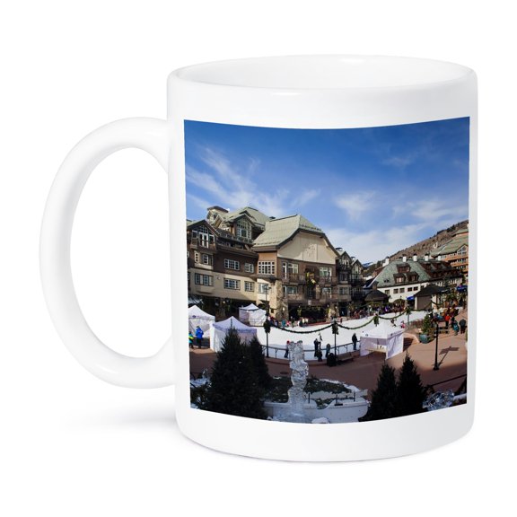3dRose, USA, Colorado, Beaver Creek Ski Resort ice rink - US06 WBI0044 - Walter Bibikow, 15oz Mug