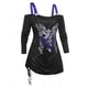 thumbnail image 2 of Tamaño de la mariposa de la mariposa la impresión del cráneo del hombro frío camiseta cinchada Rosegal  Mangas largas de talla grande, 2 of 5