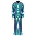thumbnail image 4 of YiZYiF Men Metallic Shiny Disco Jumpsuit Flare Pants Bell Bottoms Hippie Romper Stage Singer Costume Blue XXL, 4 of 7