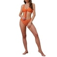 thumbnail image 2 of Women's Lace Up Decoration Push Up Bikini Sets 2 Piece Wide Strap Top Triangle Bottom Swimwear Bathing Suits 2 Sets X-Small Yellow, Orange, 2 of 5