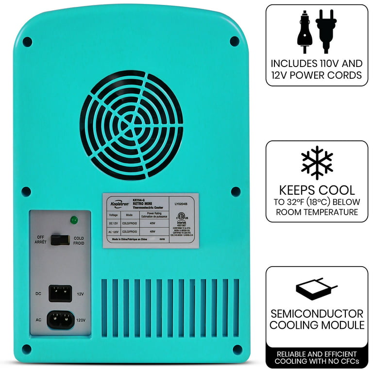 Koolatron Retro Portable Mini Fridge, 6 can, 4L