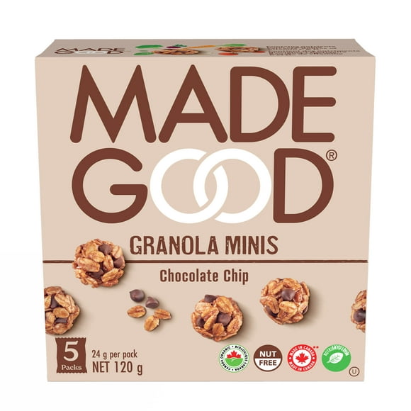 MadeGood Bouchée granola Pépites de chocolat Boîte de 5 sachets 5 x 24 g
