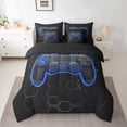 thumbnail image 2 of Manfei Chic Blue Honeycomb Bedding Comforter Set 7pcs, Video Game Controller Queen Bedding Sets, Modern Gaming Player Reversible Queen Sheet Sets, Breathable Home Decor, 2 of 7