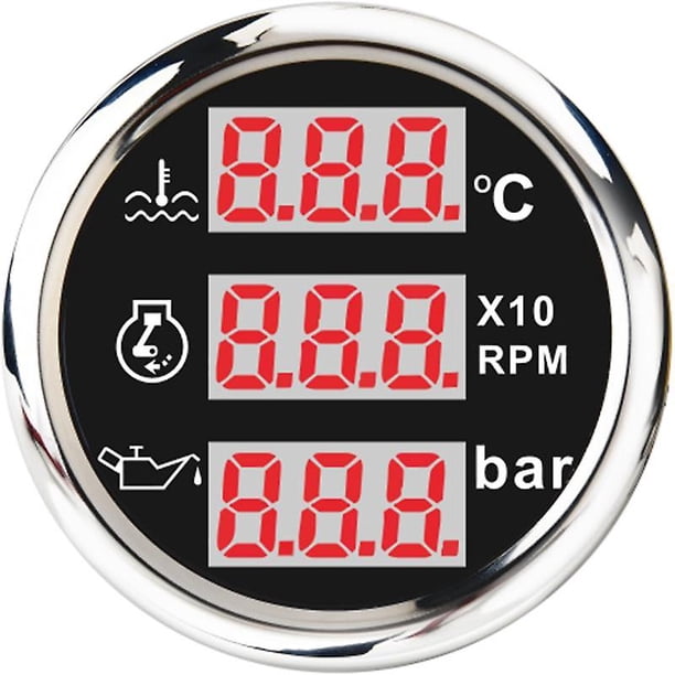 New 52mm 3 In 1 For Water Temp Meter Voltage Oil Pressure Gauge For Car Boat Marine Yachts Digital Gauges Accessories