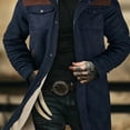 thumbnail image 1 of Veste Slim Mi-Longue à la Mode pour Hommes avec Poche et Col Rabattu, 1 of 5