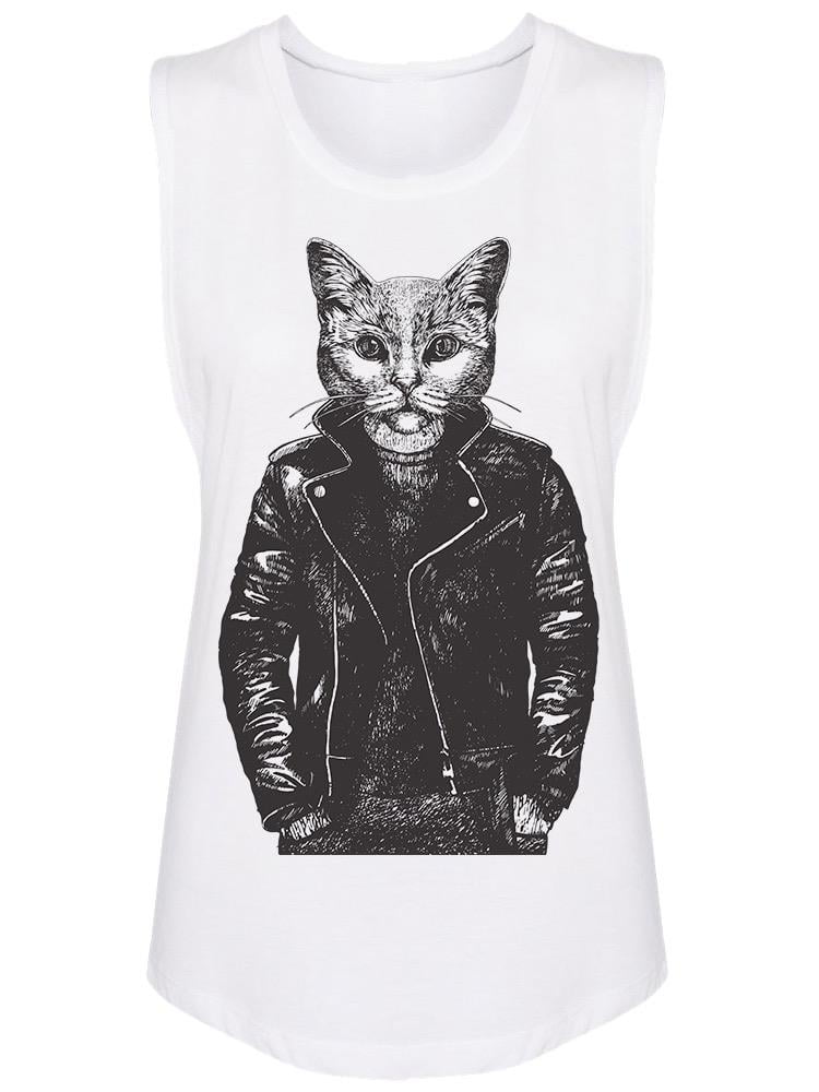 cat in a leather jacket