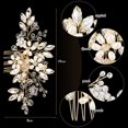 thumbnail image 3 of 5 Pieces Wedding Hair Comb Bridal Hair Pins Crystal Pearl Hair Accessories Rhinestone Flower Hair Piece for Wedding Bride Women(Gold,Classic Style), 3 of 4