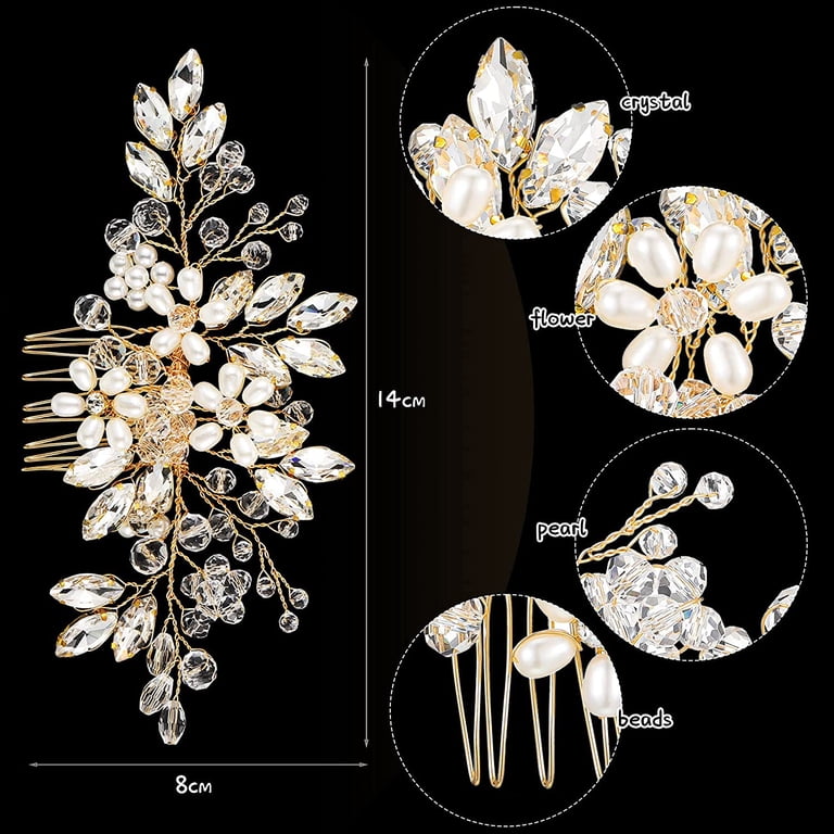 5 Pieces Wedding Hair Comb Bridal Hair Pins Crystal Pearl  display picture 3