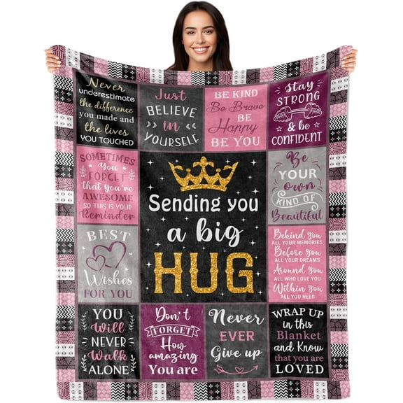 Get Well Gifts for Women, Inspirational Gifts for Women, Sending Hugs for Female, Get Well Soon Present After Surgery, Encouragement Presents for Female Men, Birthday Ideas Throw Blanket