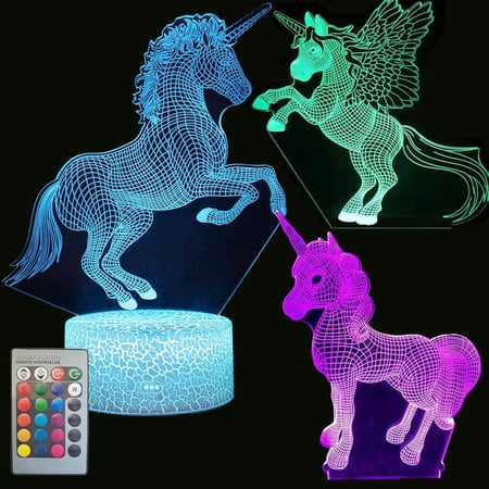 IBAOLEA Unicorn Lamps Bedroom Decor Gifts for Kids,3 Pattern 16 Colors ...