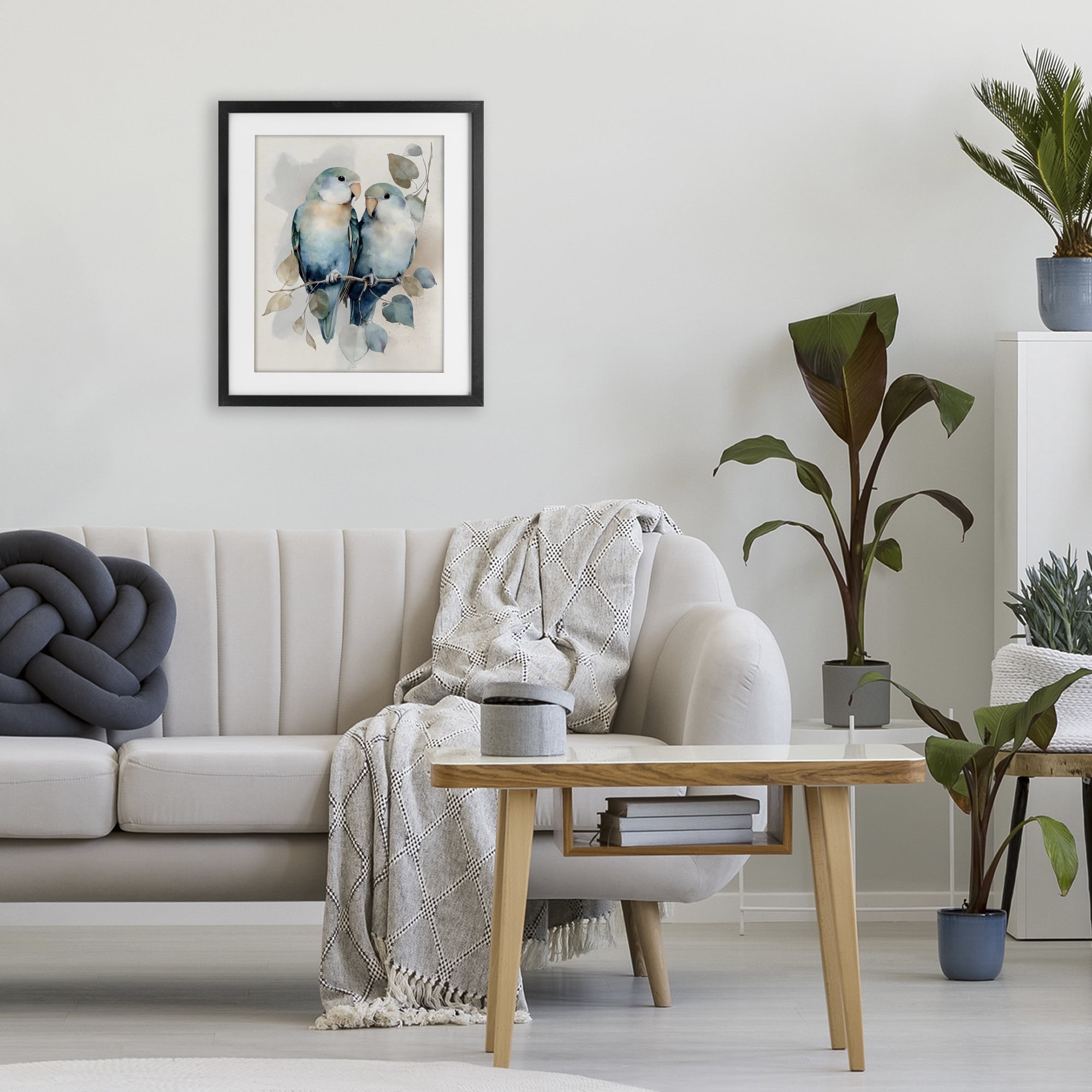 Stupell Industries Blue Bird Lovers Black Framed Print Under Glass, design by Franklyn Gregory