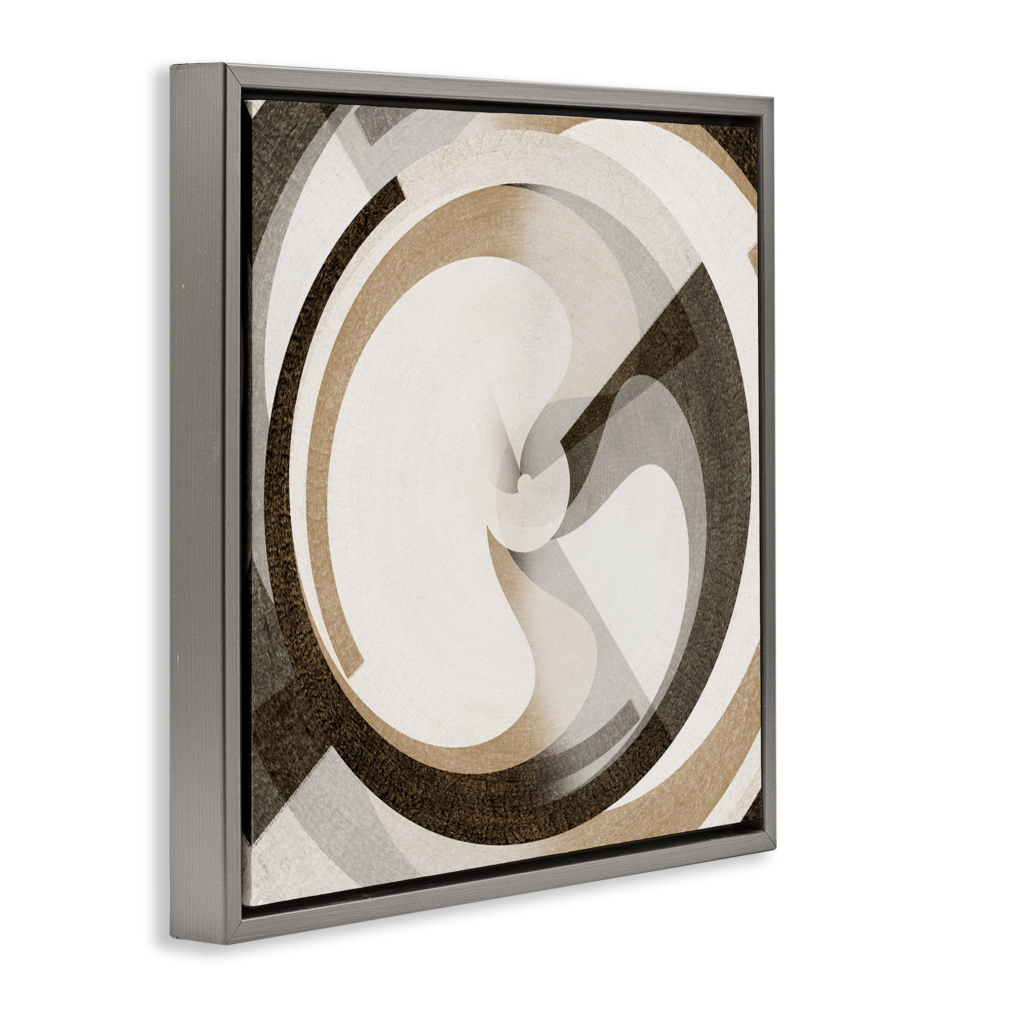 Stupell Industries Neutral Tones Vortex Abstract Painting Gray Floater Framed Canvas Art Print Wall Art, 18 x 18