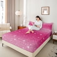 thumbnail image 4 of Castle Fairy Girls Black Blue Glitter Print Twin Sheet Sets,Abstract Gradient Bedding, 4 of 7