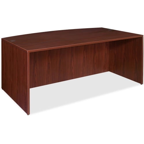 Lorell Essentials Bowfront Desk Shell 70.9" x 41.4" x 29.5" x 1" - Finish: Laminate, Mahogany