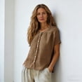 thumbnail image 6 of Kelon Short Sleeve Womens Linen Cotton Tops Vacation Casual Outfits Blouses Dressy Casual Summer Outfits 2026, 6 of 9