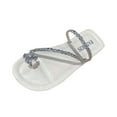 thumbnail image 3 of Xfvqtps Womens Slide Sandals Flat Toe Ring Rhinestone Straps Soft Sole Non Slip Casual Beach Sandals White, 3 of 6