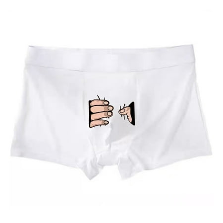 

HEVIRGO Men Boxers U Convex Breathable Stretchy Mid Waist Thin Anti-septic Squeeze Hand Print Men Underpants for Daily Wear