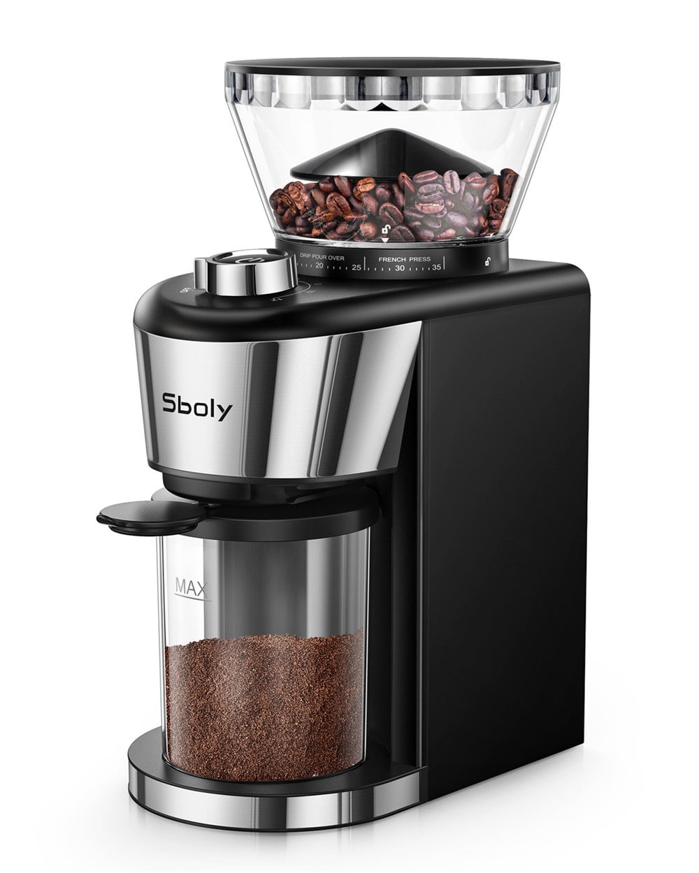 Electric Burr Coffee Grinder Coffee Bean Grinder with 19 Grind Settings Stainless Steel Blade Adjustable Burr Mill Coffee Grinder 2-12 Cup for Espresso Drip Coffee French Press Percolator Coffee 