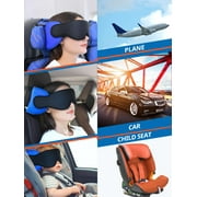 SARISUN Travel Pillows for Airplanes, Airplane Pillow for Long Flight, Airplane Head Strap with Eye Mask for Sleeping, Kids Travel Neck Pillow for Car, Road Trip Car Headrest, Black