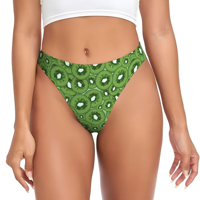 Fotbe Kiwi Fruit Tanga Sin Costuras para Mujer con Estampado – Panties Invisibles, Transpirables y Cómodos para Uso Diario-XX-Large