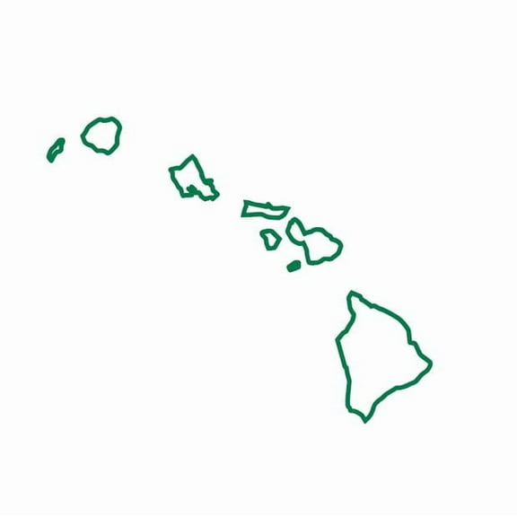 State Map Outline Hawaii Islands Ohana Vinyl Decal Sticker UV & Waterproof Bumper Window Laptop Automotive Water Bottle Gift accessories – GREEN 5"