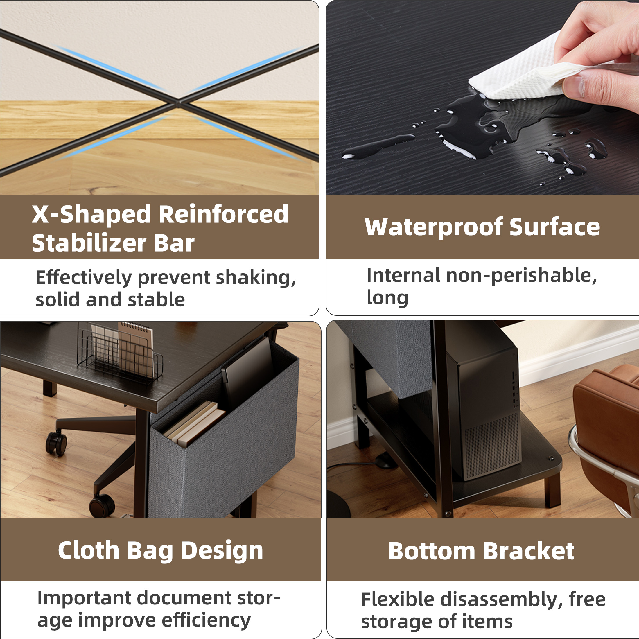 edx L-Shaped Computer Desk, 50 Inches, Black photo 6