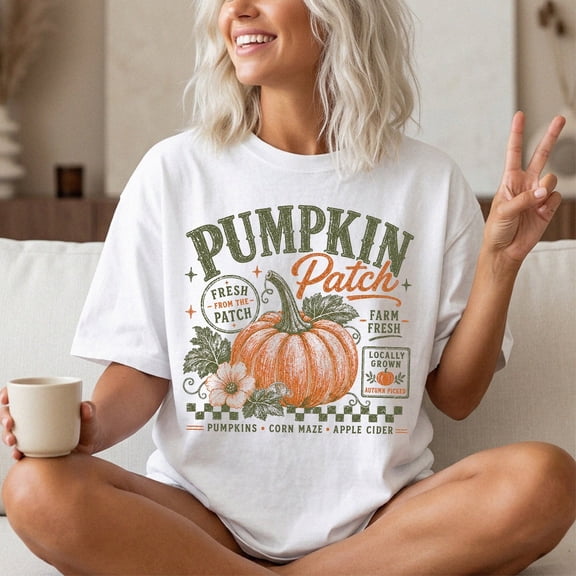 RosaWear Pumpkin Patch Shirt, Retro Vintage Fall Farm Autumn Graphic Tee