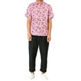 thumbnail image 3 of Unique Bargains Men's Summer Button Floral Cotton Short Sleeve Hawaiian Shirt 34 Pink, 3 of 8