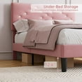 thumbnail image 4 of Twin Bed Frame with Headboard, Upholstered Platform Bed Frames Twin Size with Crystal Diamond Tufted for Teen Easy Assembly, Wooden Slats Support, No Box Spring Needed, Pink, 4 of 6