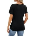 thumbnail image 7 of OKBOP Summer Tops for Women Short Sleeve Black Crew Neck Button Solid T-Shirts Womens T Shirts, 7 of 7