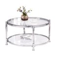 thumbnail image 6 of Holaki Contemporary Acrylic Coffee Table, 32.3'' Round Tempered Glass Coffee Table, Silver  Coffee Table for Living Room,Chrome, 6 of 10