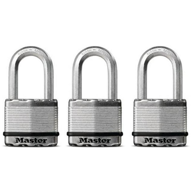 Master Lock 7146848 Padlock, 2 in., Keyed Alike, 4 Pins, 2 in. Boron Carbide Shackle, Steel, Laminated