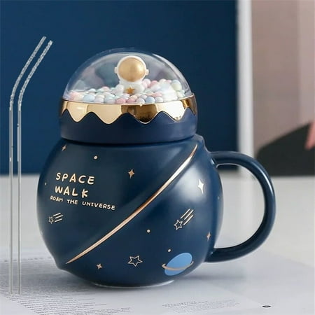 

Cute Astronaut Planet Ceramic Mug with Lid Large-capacity Mug Creative and Practical Gift for Family and Friends with Exquisite Gift Box