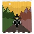 thumbnail image 3 of Ambesonne Motorcycle Shower Curtain, Rider in Mountains, 69"Wx84"L, Multicolor, 3 of 3
