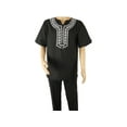 thumbnail image 6 of Men 2pc Stacy Adams leisure suit Linen Cotton With Embroidery 3668 Black White, 6 of 6