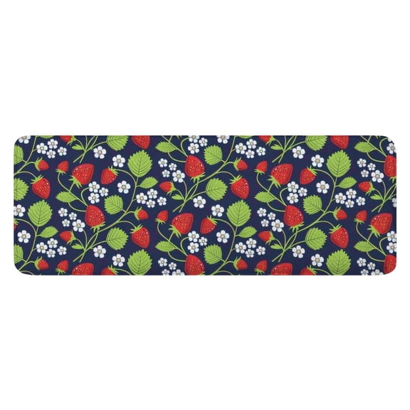 Strawberry Plants Fruit Leaf Flower Kitchen Rug Mat,Kitchen Runner Rugs Non Skid Washable,Decorative Kitchen Floor Mats for Kitchen,Sink,Laundry,17"x47.2"