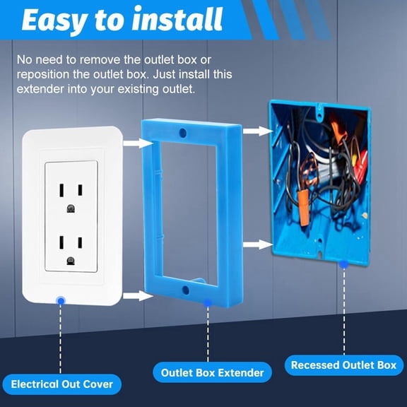 6 Pcs 1/2inch Single Gang Receptacle Outlet Box Extenders, with Screws, Electrical Outlet Extender for Electrical Box