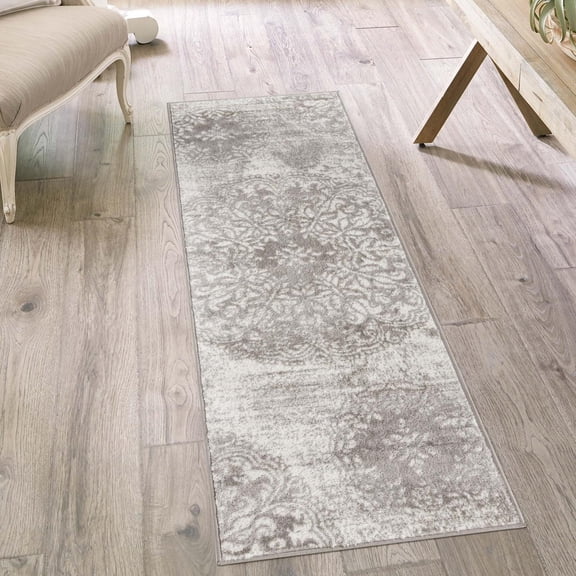 Unique Loom Sofia Collection Area Rug - Grand (3' 3" x 16' 5" Runner Light Gray/Ivory)