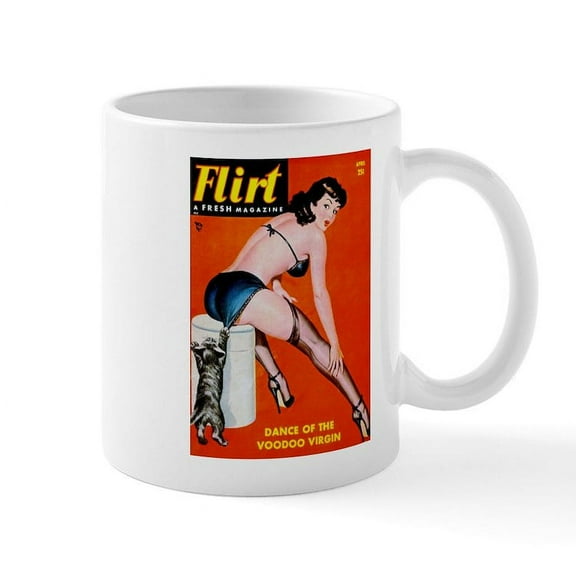 CafePress - Flirt Pin Up Girl In Black Mug - 11 oz Ceramic Mug - Novelty Coffee Tea Cup