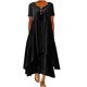 thumbnail image 1 of Moda casual mujer casual manga corta con cuello en v sólido irregular vestidos largos vestido Pompotops  ghjkhdj16985, 1 of 5