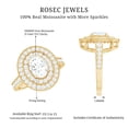 thumbnail image 5 of Rosec Jewels Certified Moissanite Oval Engagement Ring 1 Ct - 6X8 mm - Double Halo Statement Ring - D-VS1 Grade, 14K Yellow Gold, US 3.50, 5 of 8