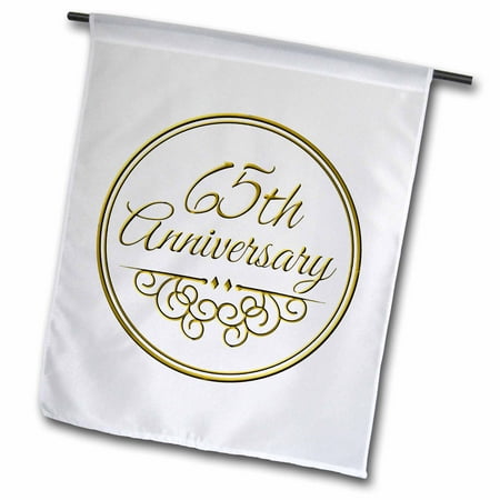 Anniversary Garden - 3dRose 65th Anniversary gift - gold text for celebrating wedding anniversaries - 65 years married together - Garden Flag, 12 by 18-inch