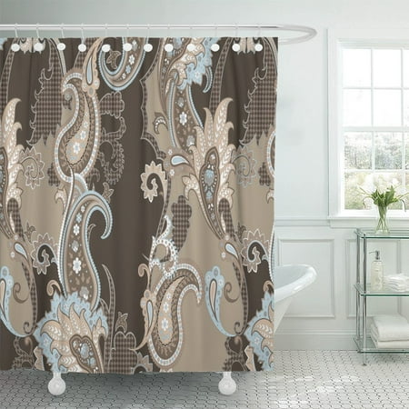 Bsdhome Paisley Pattern In Beige Brown, Baby Blue And Brown Shower Curtain