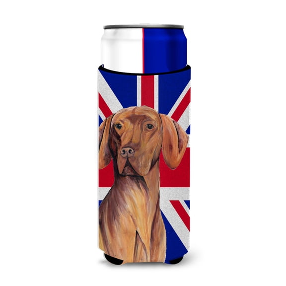 Vizsla with English Union Jack British Flag Ultra Hugger for slim cans