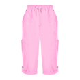 thumbnail image 5 of Dweltoz Capri Pants for Women Joggers Stretch Lightweight Women’s Casual Pant Capri with Drawstring,Pink XL, 5 of 6