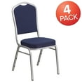 thumbnail image 3 of Flash Furniture 4 Pack HERCULES Series Crown Back Stacking Banquet Chair in Navy Fabric - Silver Frame, 3 of 9